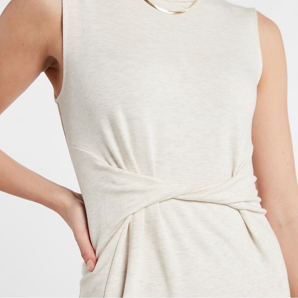Express Soft Twist Front Sleeveless T-Shirt Dress